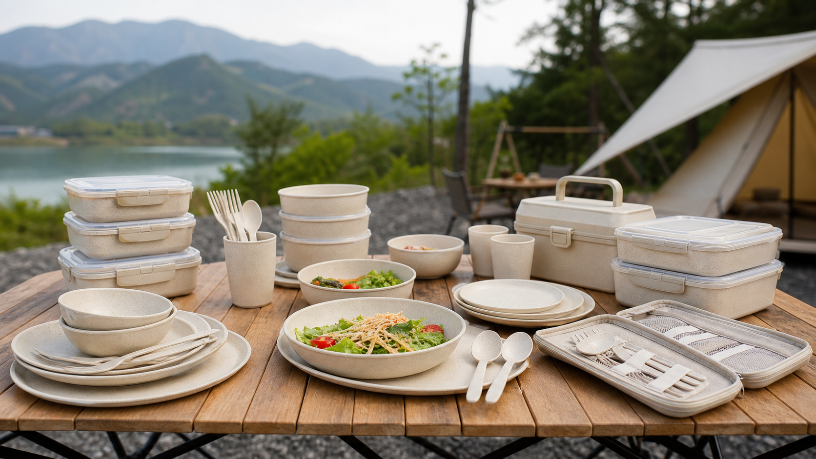 Portable tableware program in an outdoor use scenario
