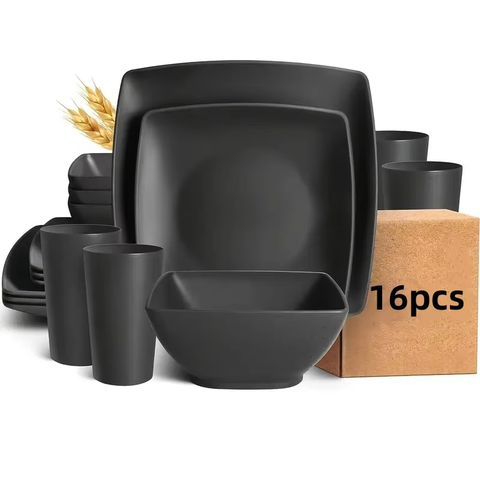 16-Piece Square Wheat Straw Dinnerware Set OEM ODM custom product reference