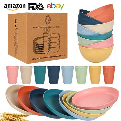 18-Piece Wheat Straw Dinnerware Set OEM ODM custom product reference