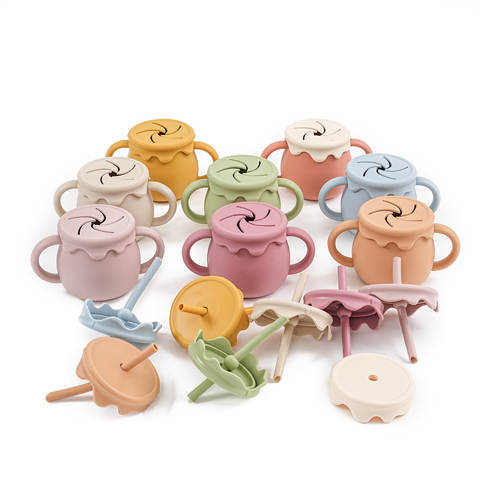 Silicone Snack Cup with Straw OEM ODM custom product reference
