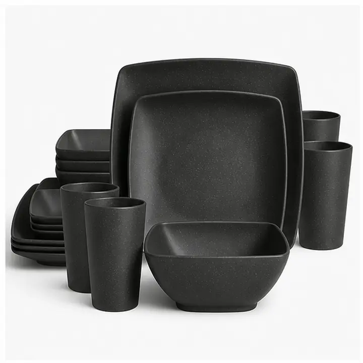 16-Piece Square Wheat Straw Dinnerware Set catalog hero view for OEM ODM customization