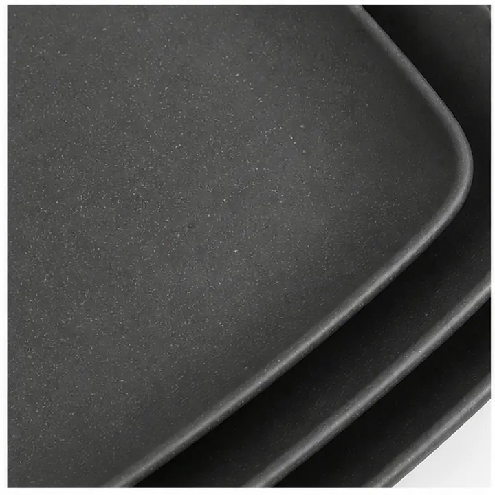 16-Piece Square Wheat Straw Dinnerware Set custom material and logo detail for OEM ODM customization
