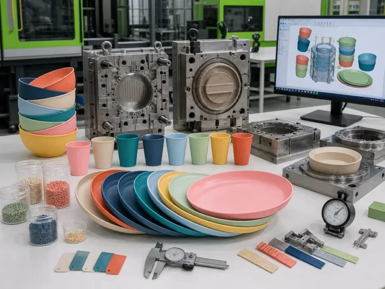 18-Piece Wheat Straw Dinnerware Set custom mold tooling CAD design and sample development