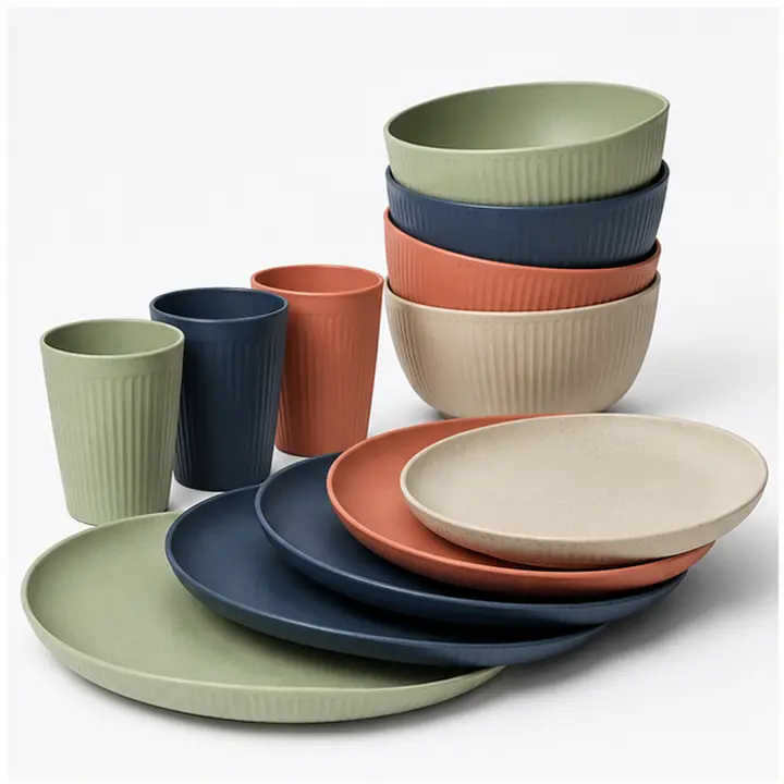 18-Piece Wheat Straw Dinnerware Set catalog hero view for OEM ODM customization