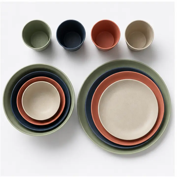 18-Piece Wheat Straw Dinnerware Set OEM packaging presentation for OEM ODM customization
