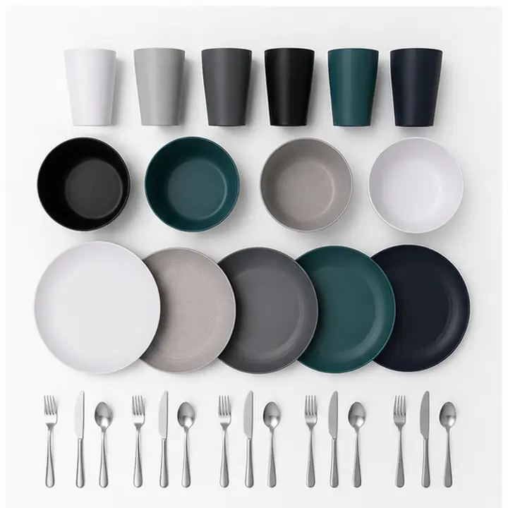 24-Piece Classic Wheat Straw Dinnerware Set OEM packaging presentation for OEM ODM customization