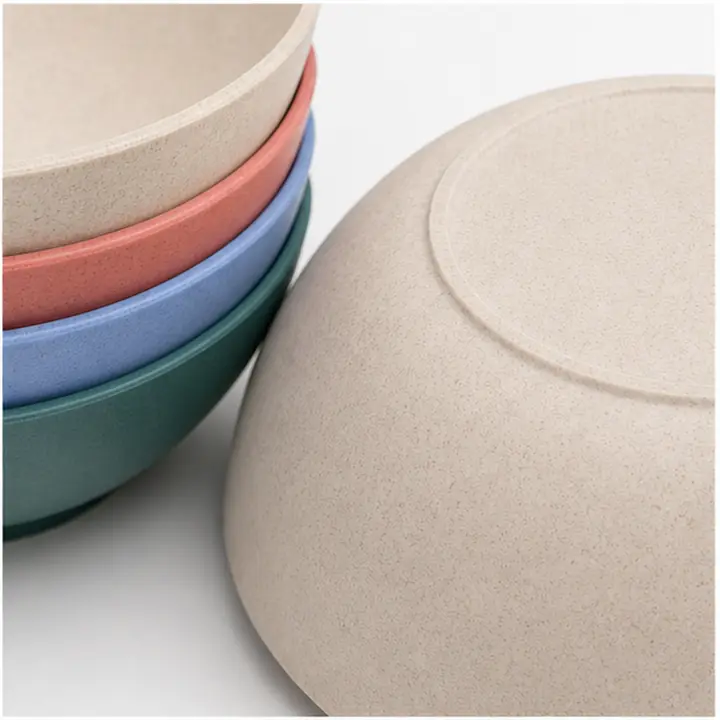 32-Piece Round Wheat Straw Dinnerware Set custom material and logo detail for OEM ODM customization