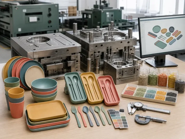 36-Piece Wheat Straw Tableware Set custom mold tooling CAD design and sample development