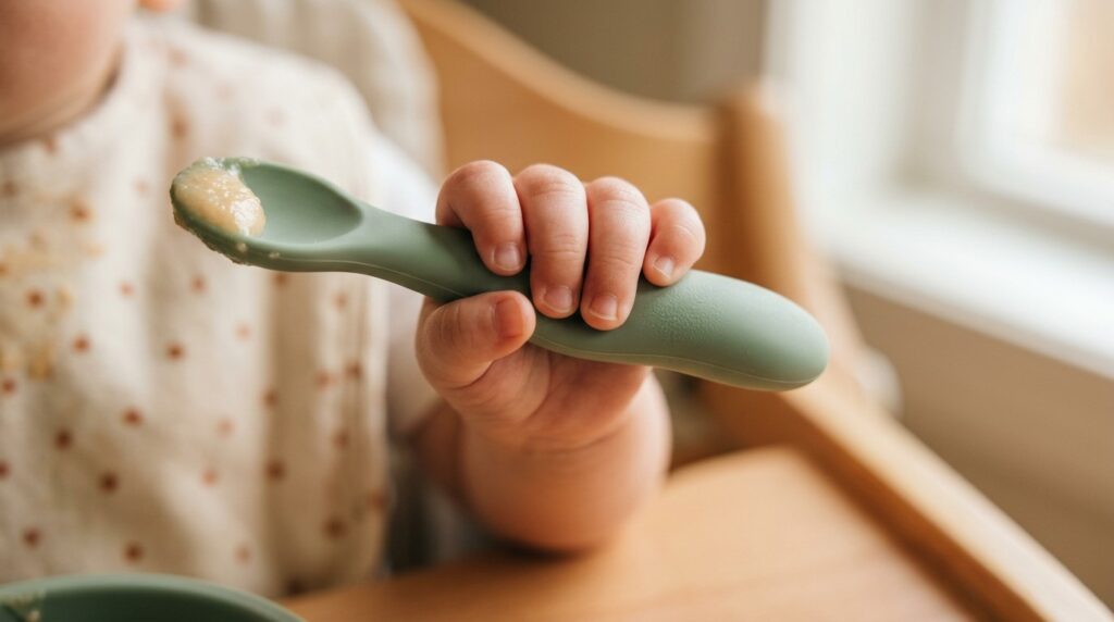 baby hand silicone spoon