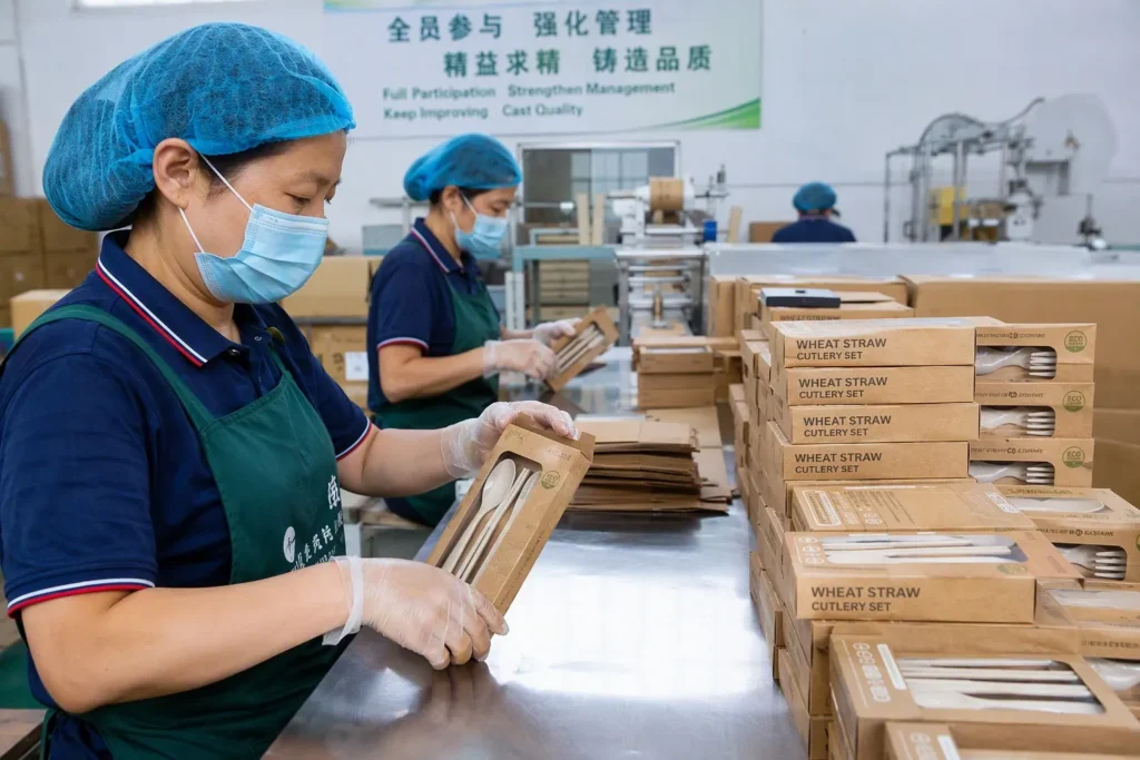 36-Piece Wheat Straw Tableware Set custom design tooling and factory production support