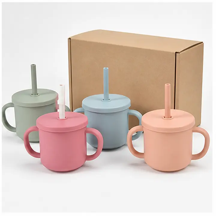Silicone Cup with Lid & Straw private label color options for OEM ODM customization