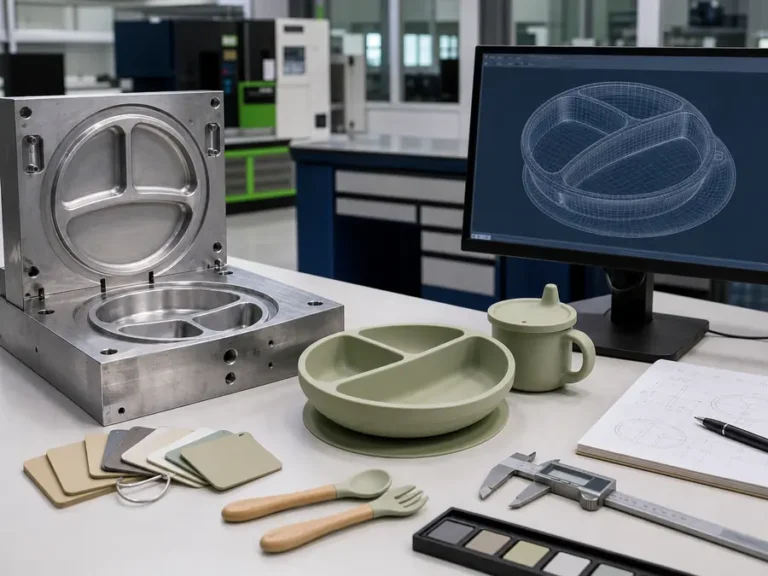 Custom Silicone Baby Feeding Set custom mold tooling CAD design and sample development
