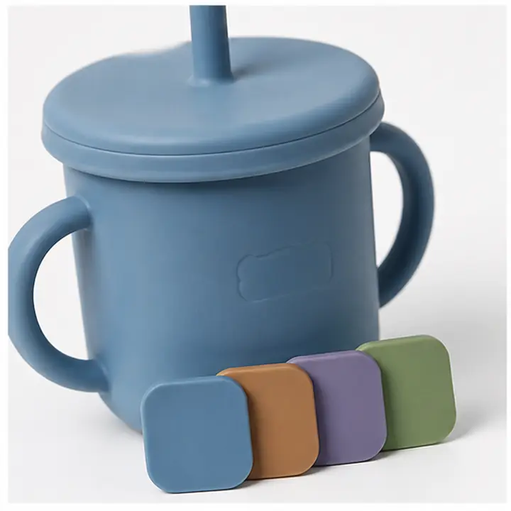 Easy-Wash Silicone Toddler Cup custom material and logo detail for OEM ODM customization