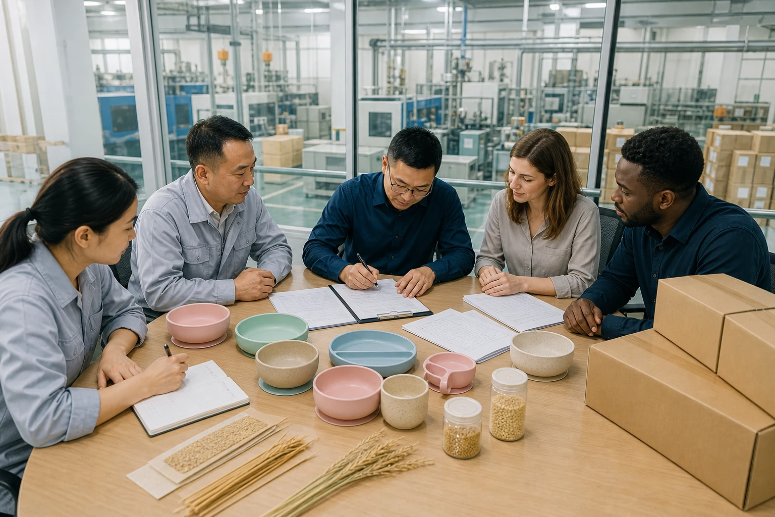 Naike Group factory team reviews material batch records golden samples and change control before repeat order release