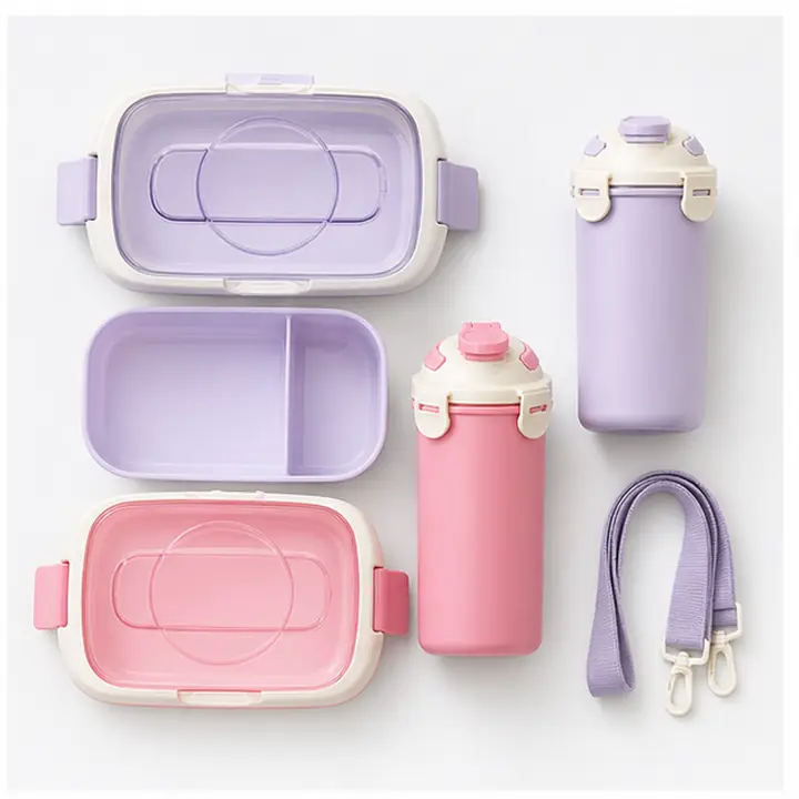 Kids Lunch Box Set with Bag & Bottle OEM packaging presentation for OEM ODM customization