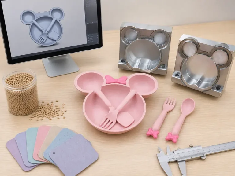 3-Piece Kids Wheat Straw Plate Set custom mold tooling CAD design and sample development