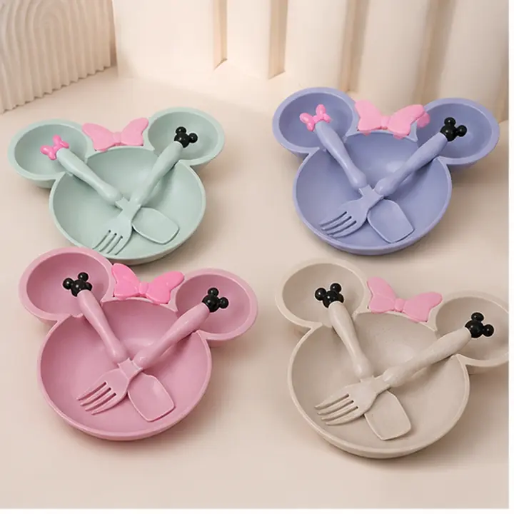 3-Piece Kids Wheat Straw Plate Set catalog hero view for OEM ODM customization