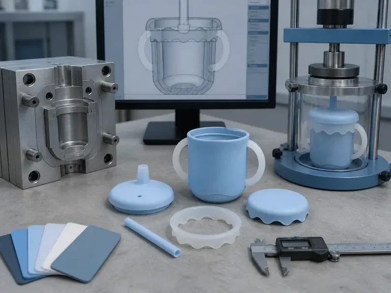 Leak-Resistant Silicone Straw Cup custom mold tooling CAD design and sample development