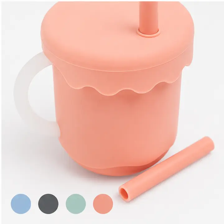 Leak-Resistant Silicone Straw Cup private label color options for OEM ODM customization