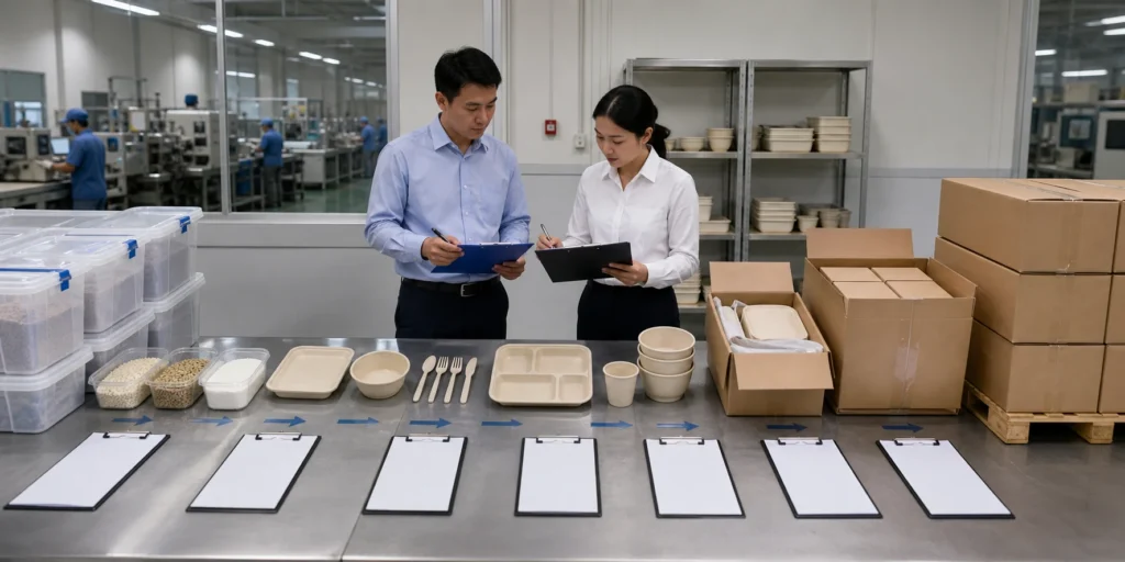 Naike Group material traceability review from incoming tableware material to export cartons