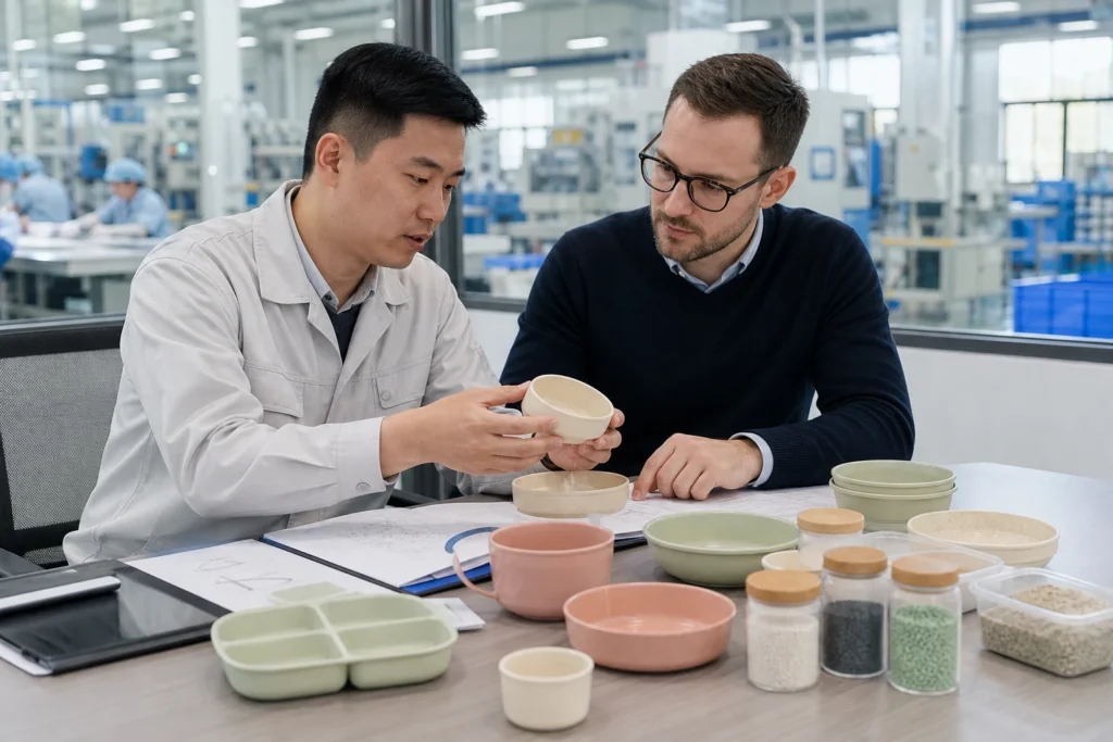 Naike Group food contact materials approval meeting with factory quality engineer buyer specification samples and supplier records