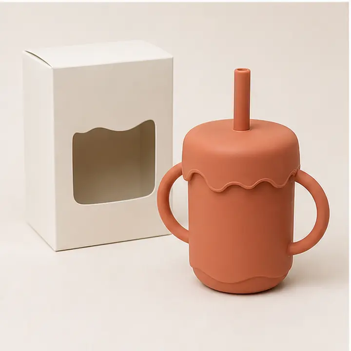 Non-Spill Silicone Toddler Cup custom material and logo detail for OEM ODM customization