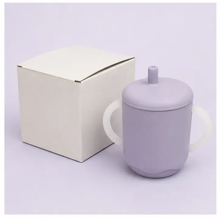 Printed Twin-Handle Silicone Cup custom material and logo detail for OEM ODM customization
