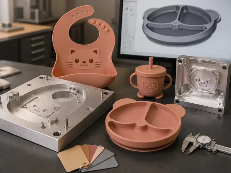Silicone Kids Tableware & Cutlery Set custom mold tooling CAD design and sample development