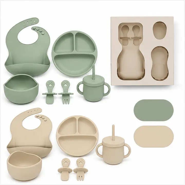 Silicone Newborn Feeding Gift Set private label color options for OEM ODM customization