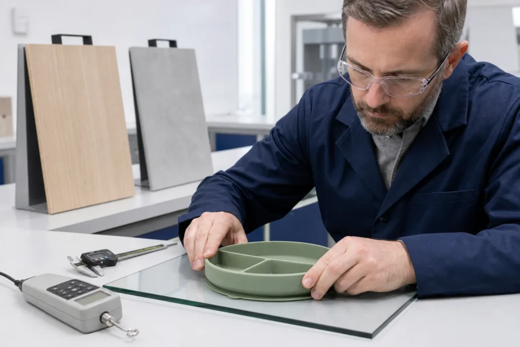 Technician diagnoses why a silicone suction plate loses suction using clean table panels and controlled pull checks