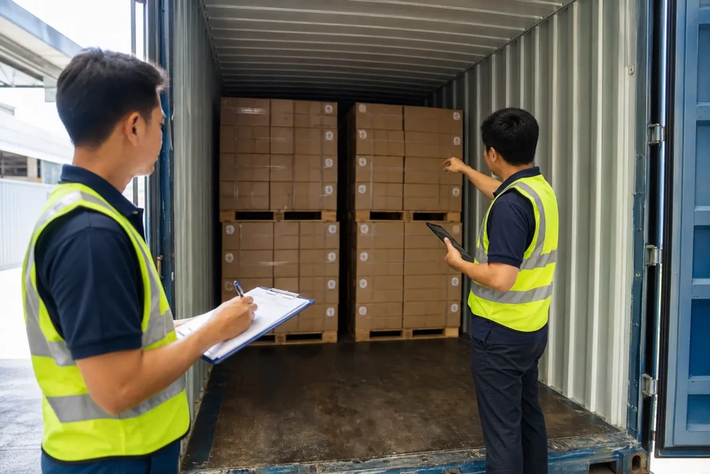 Tableware container loading and export shipment verification at the factory