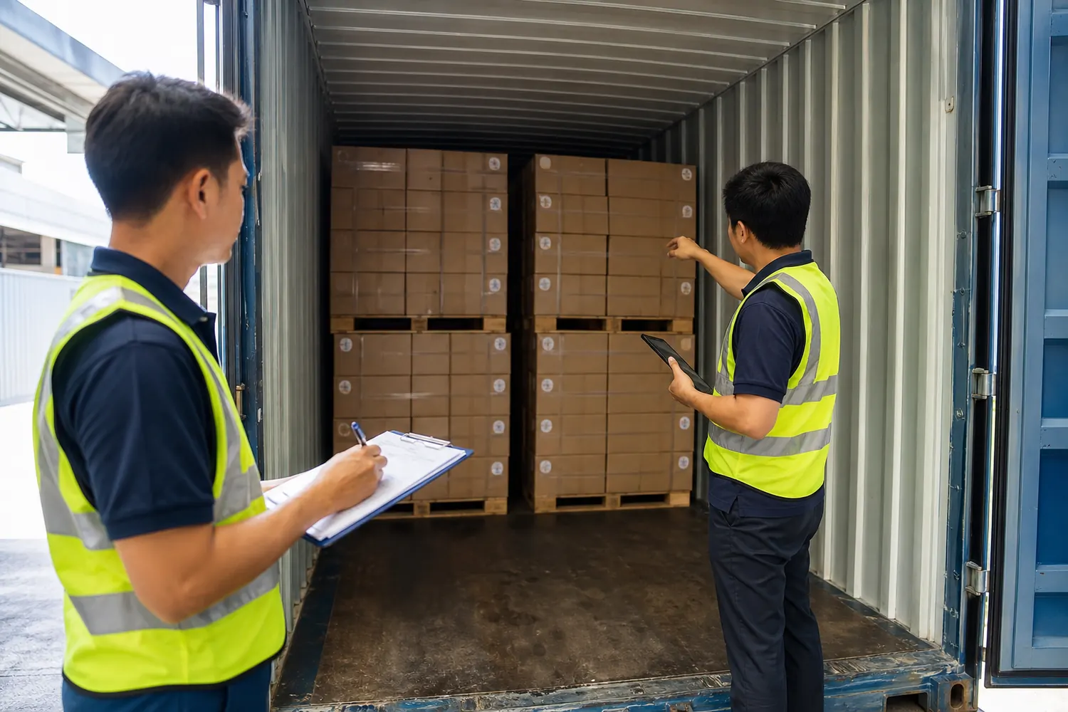Tableware container loading and export shipment verification at the factory