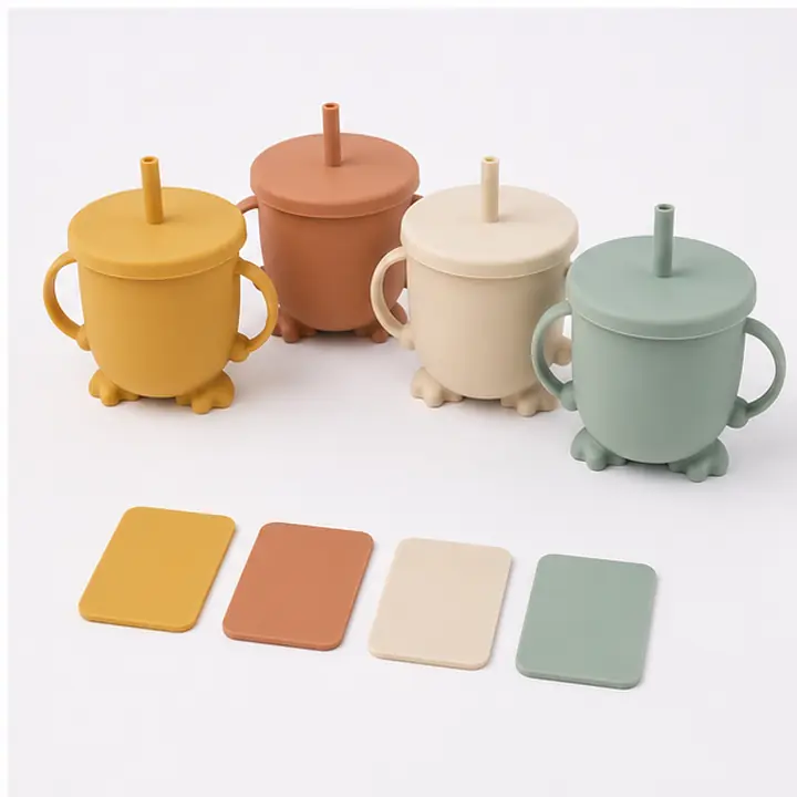 Two-Handle Silicone Mini Cup private label color options for OEM ODM customization
