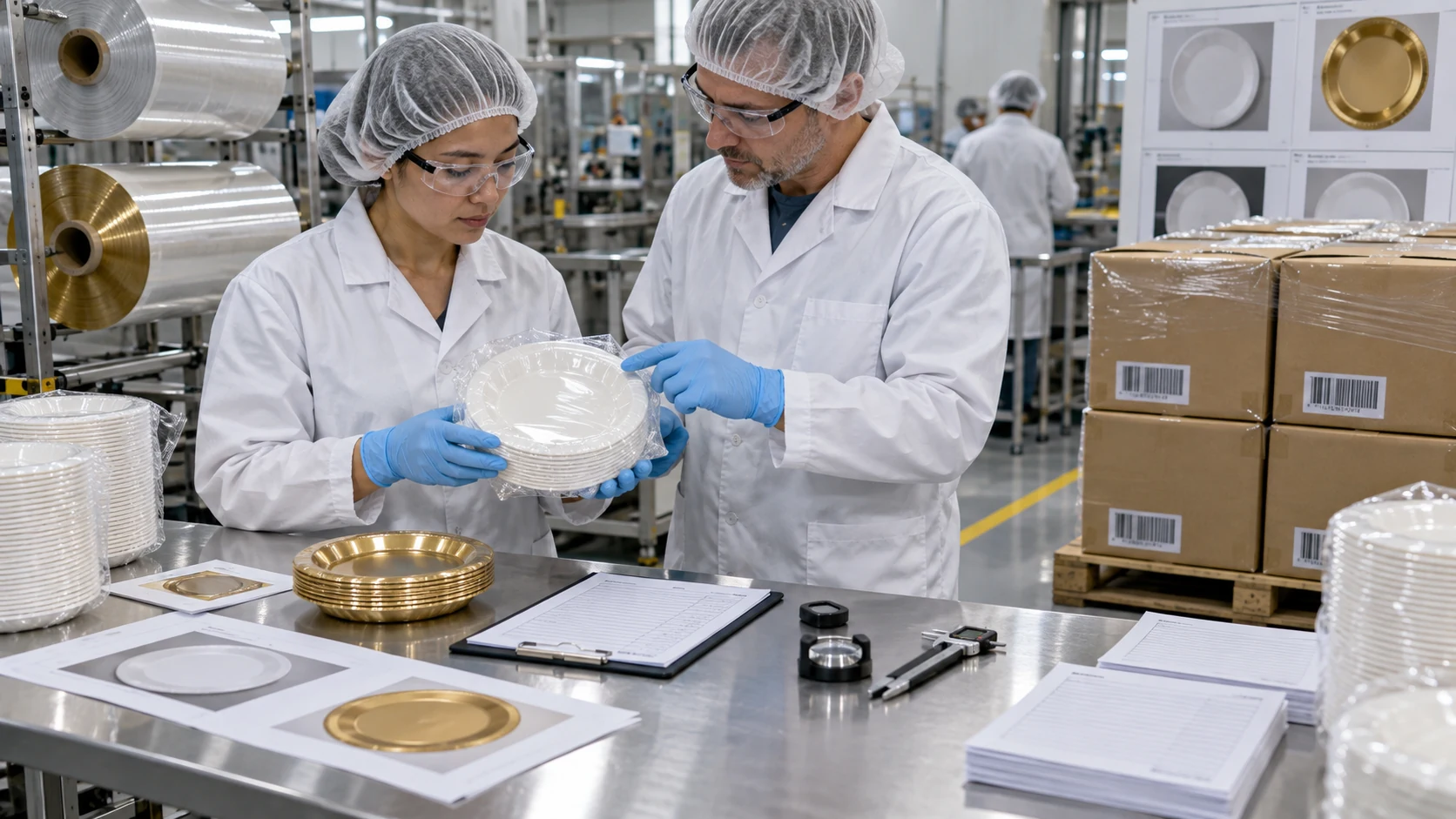 Factory quality team links packaging specifications inspection records and approved artwork