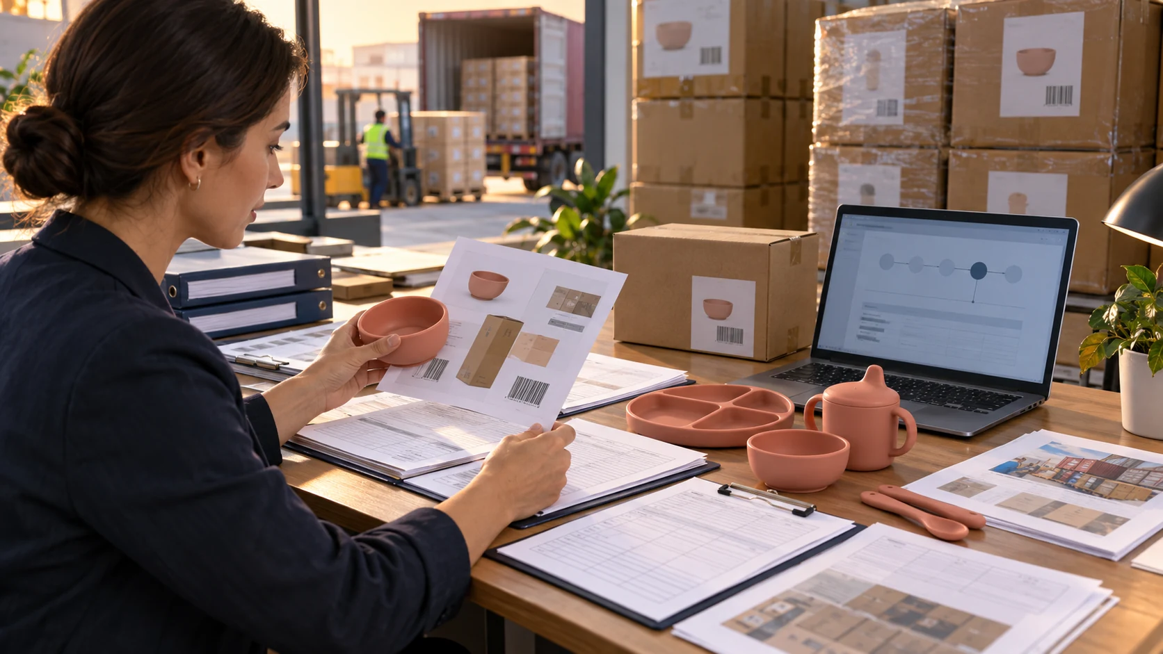 Importer reviews CPC test records tracking label and shipment data for silicone baby tableware