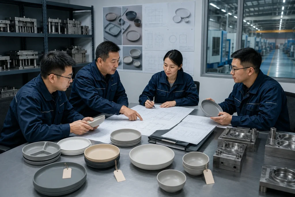 Naike Group tooling revision control review with tableware drawings mold records and approved samples