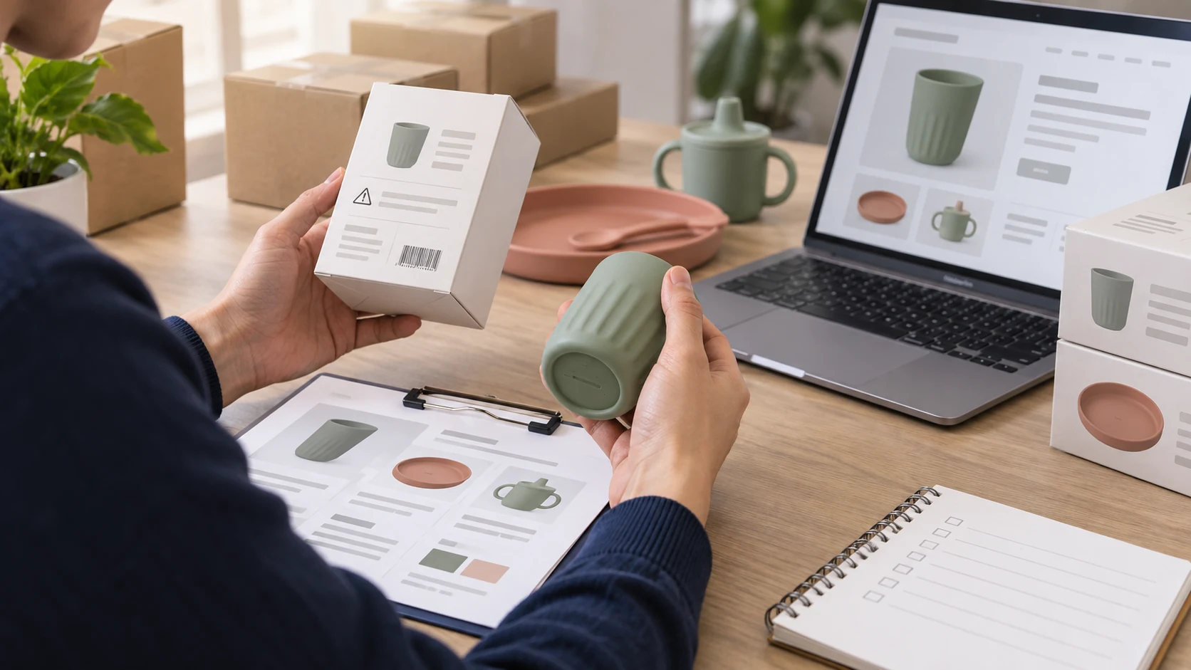Importer checks responsible person contact details and product identifiers on tableware packaging
