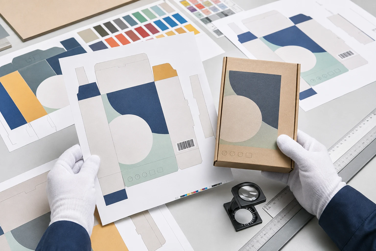 Retail box artwork barcode label and market marking reviewed for custom tableware packaging