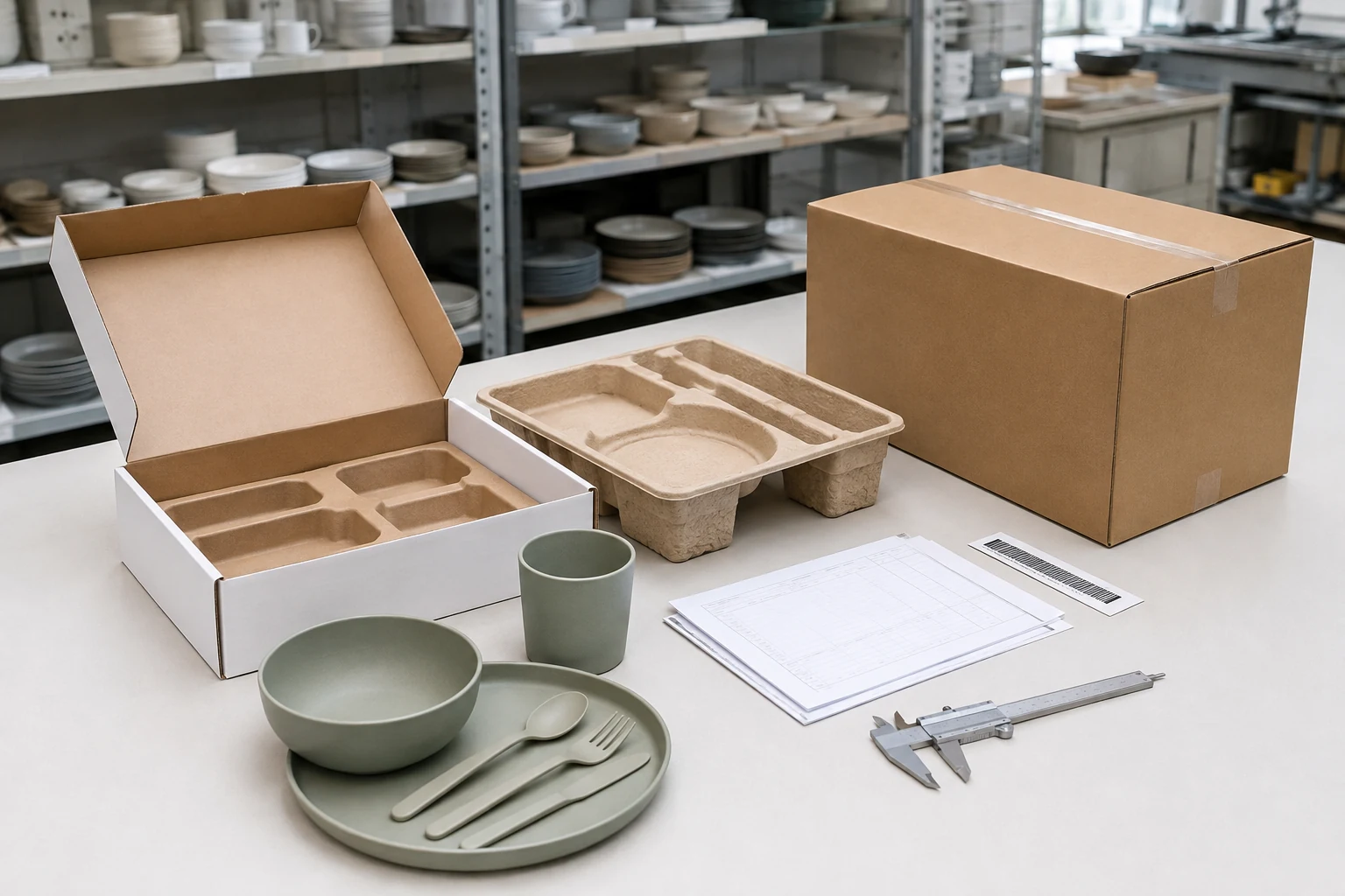 Tableware packaging quotation requirements reviewed with retail box insert master carton and product set
