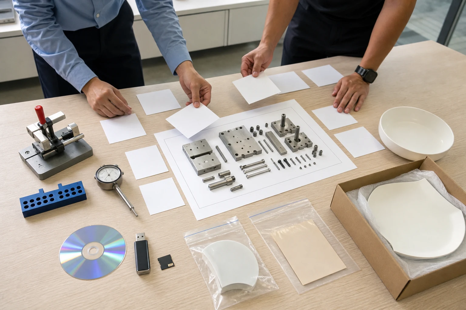 Buyer and mold engineer compare tableware tooling scope deliverables and quoted assumptions